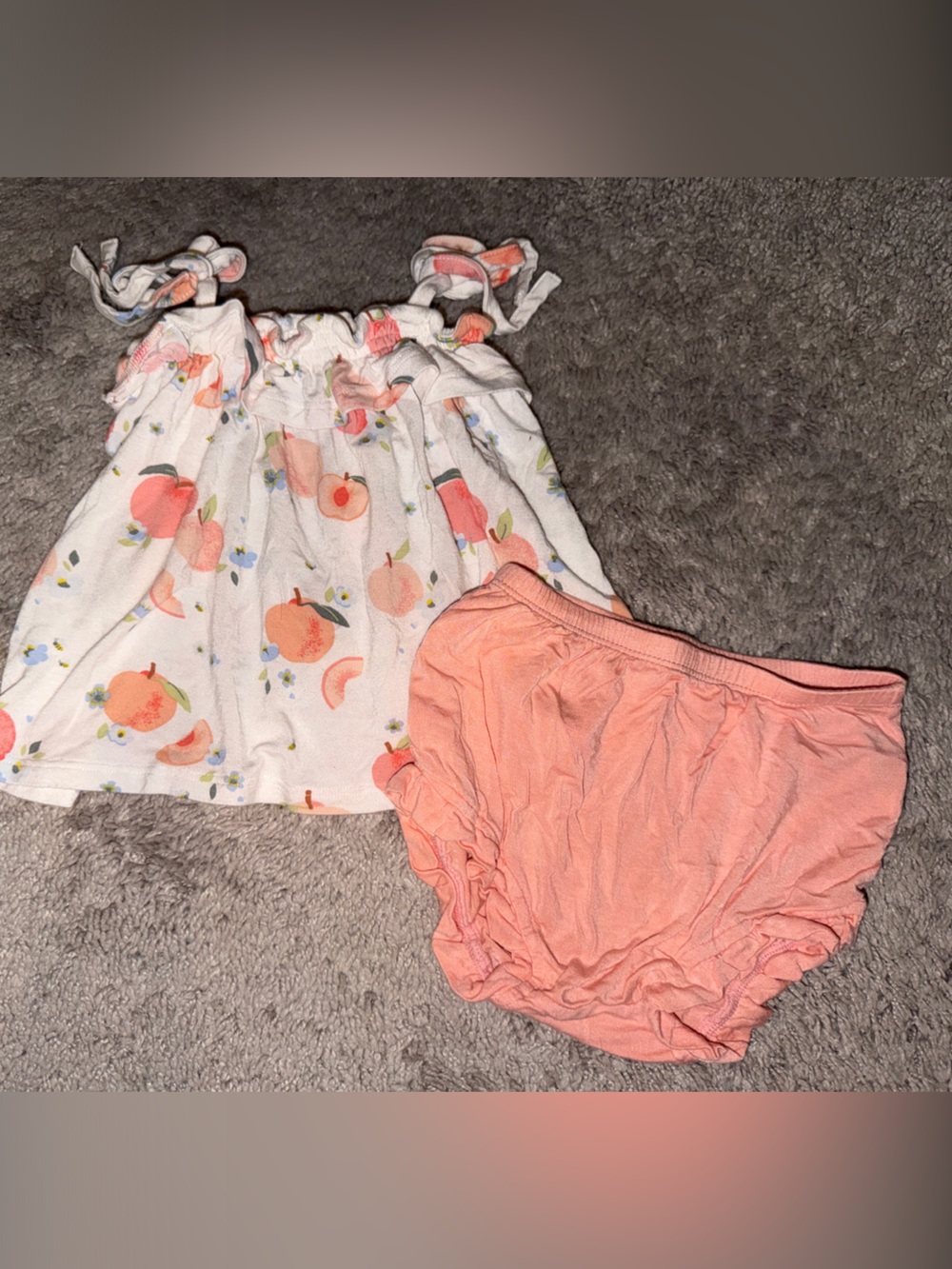 Angel Dear Peach Print White Tank with Peach Bloomer Set